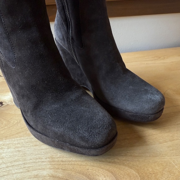 THE ORIGINAL CAR SHOE SUEDE BOOTS TALL PLATFORM WEDGE LUXURY DESIGNER 36 US 6 - Picture 5 of 12